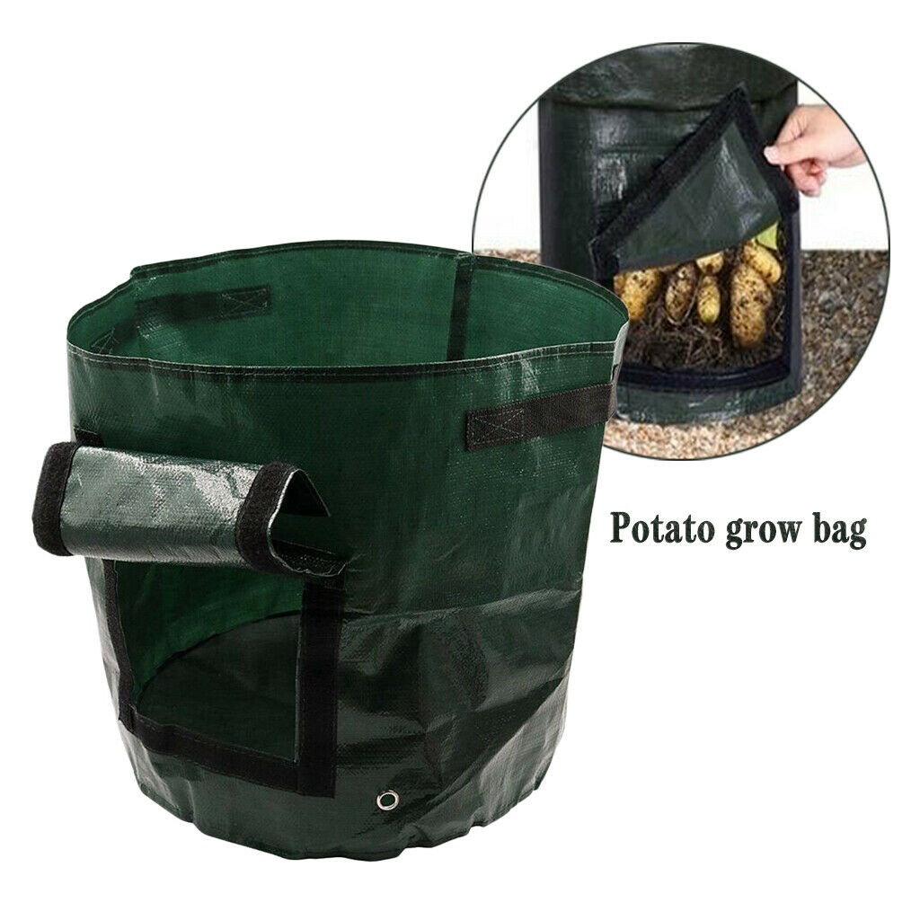 3Pcs 7 Gallon Garden Potato Grow Bags Container with Handles Flap Sturdy