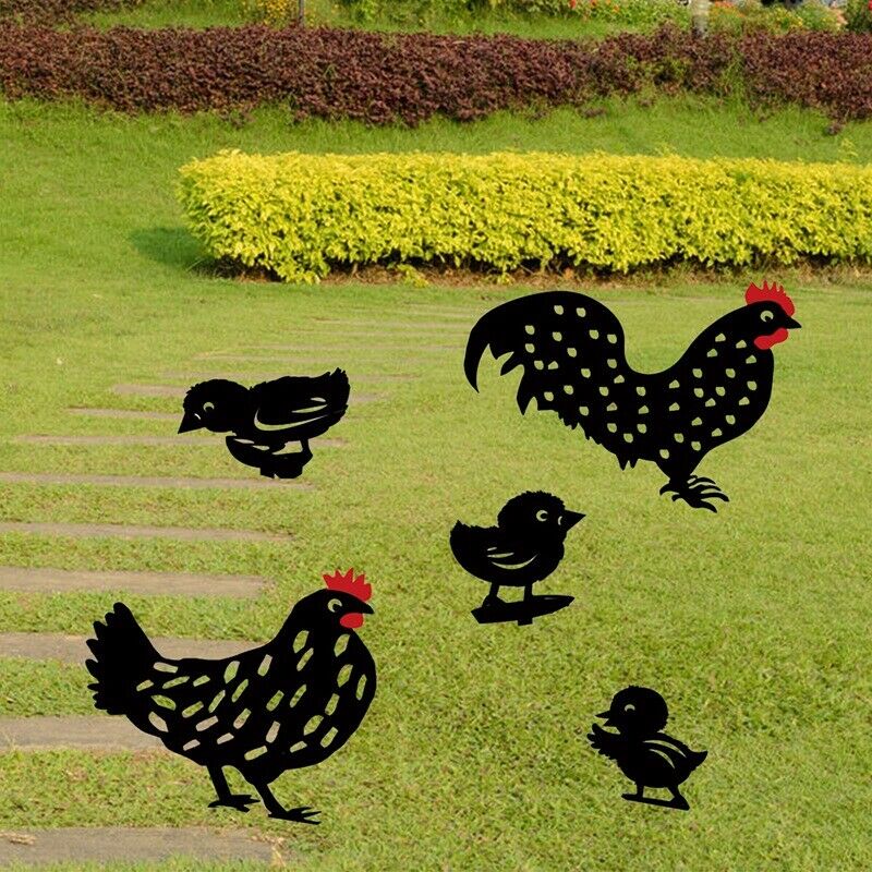 5 PCS Rooster Stakes Chicken Family Garden Silhouette Yard Art Chicken StatuJ9E8
