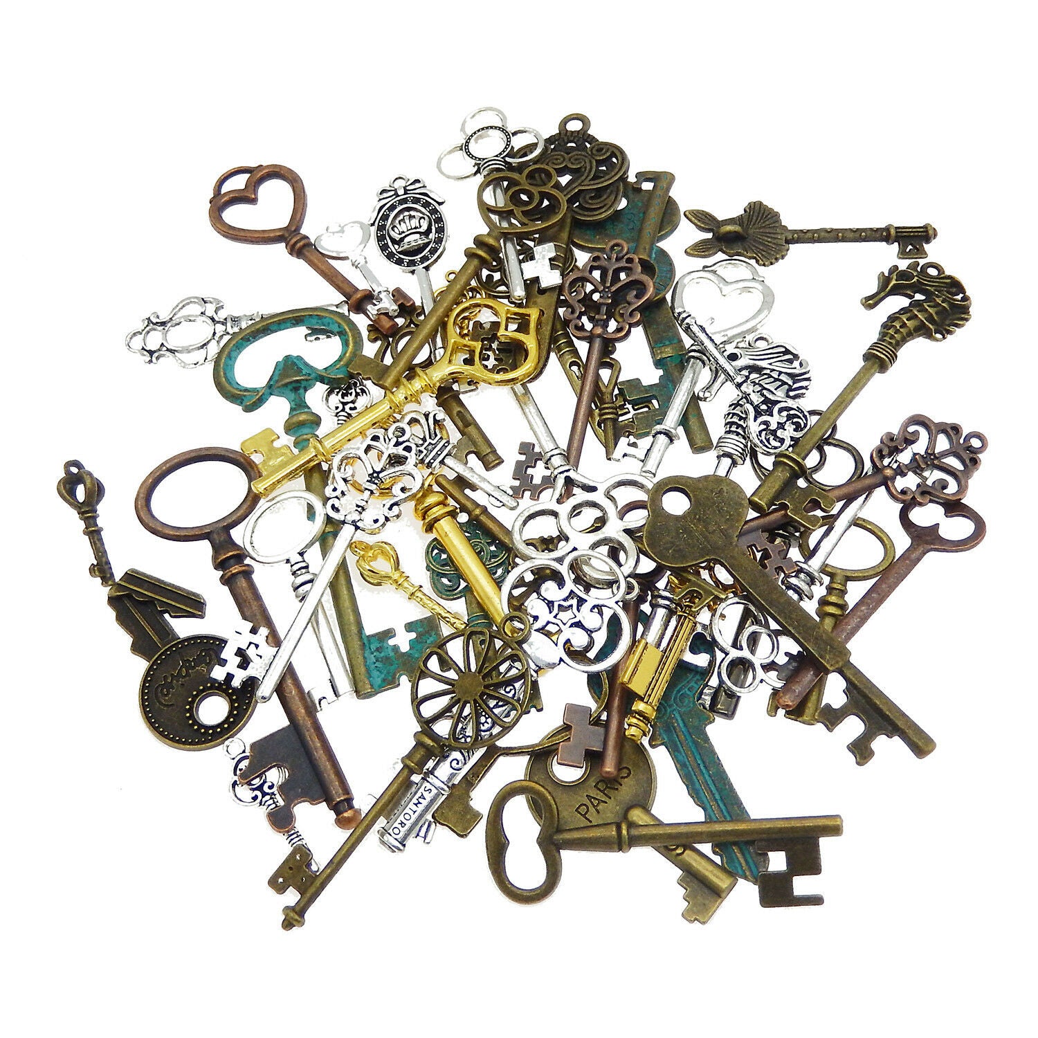 10-pack Retro Alloy Key Pendants Assorted DIY Crafting Jewelry Making Findings
