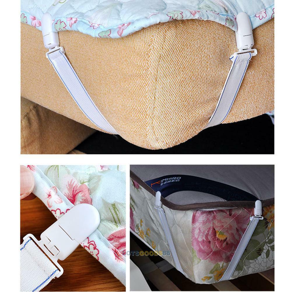 4PCS Elastic Bed Sheet Mattress Holder Fastener Grippers Clips Suspender Straps
