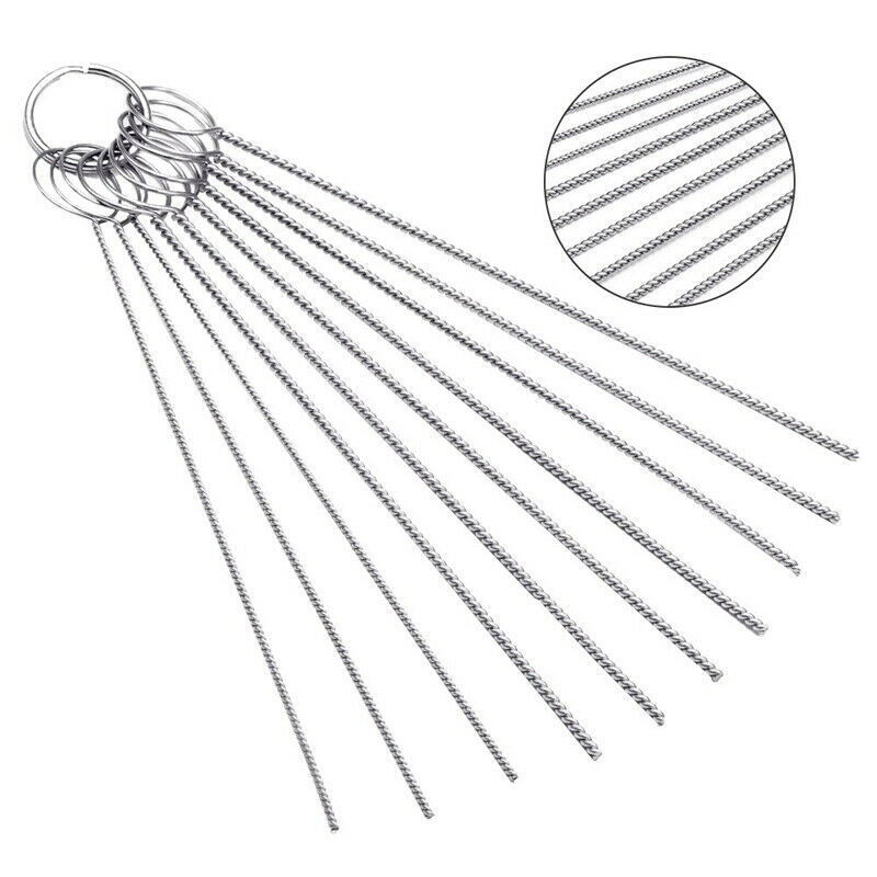 Car Carburetor Carbon Dirt Jet Remove Set 10 Cleaning Needles 5 Brush Tool Handy