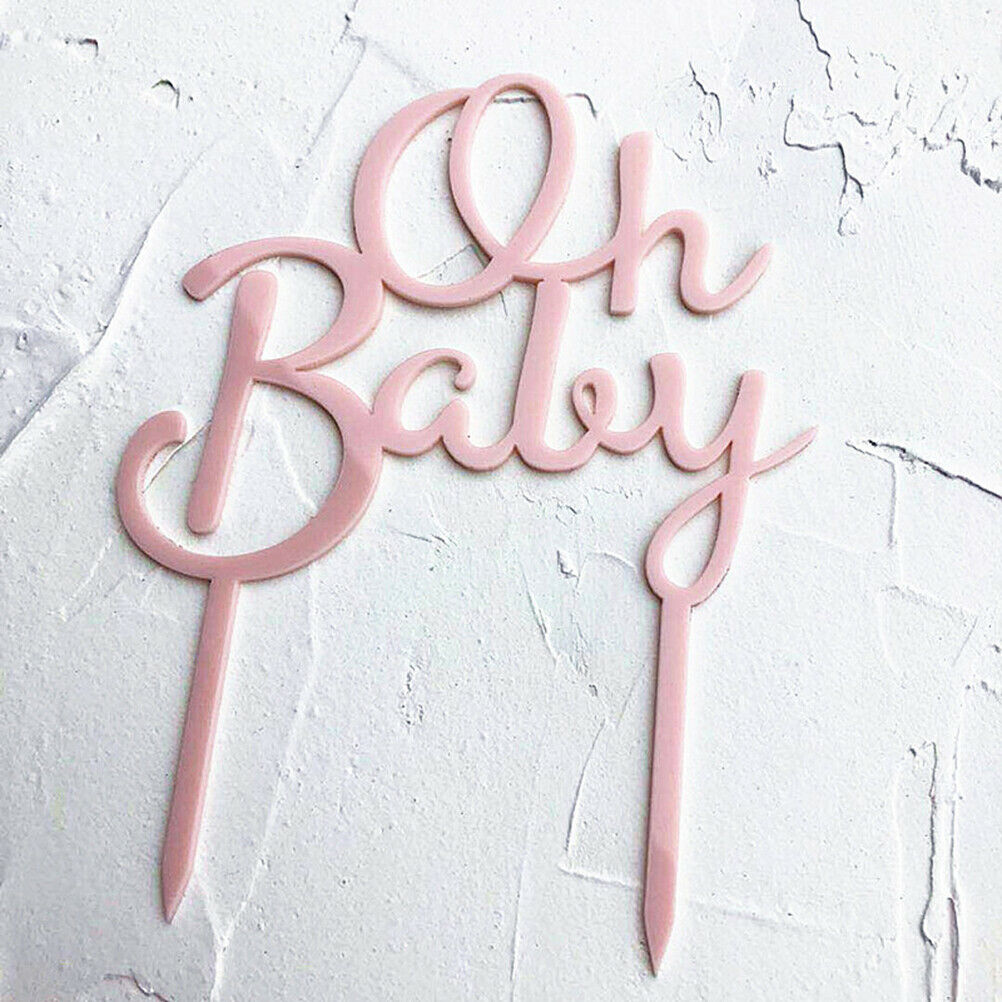 Oh Baby Pattern Happy Birthday Acrylic Cake Topper Babyshower Cupcake Topp.l8