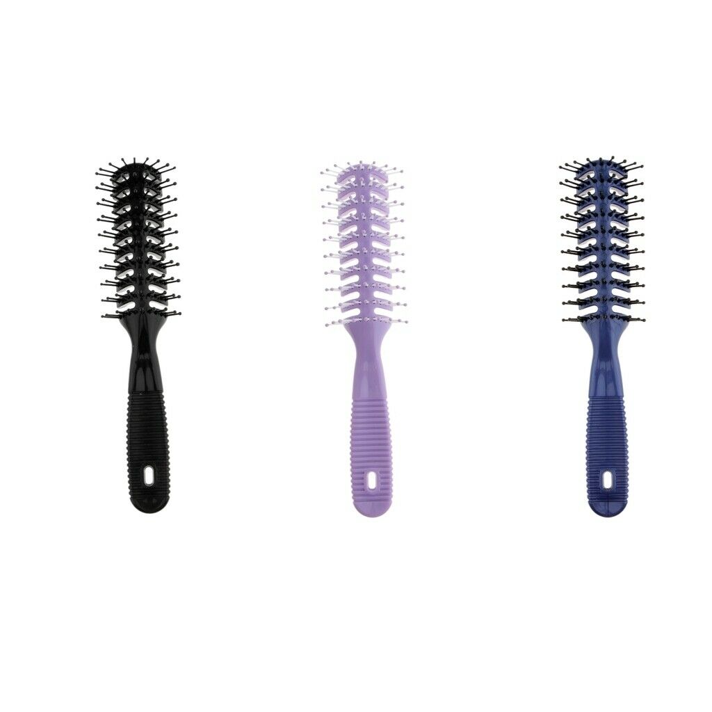 Plastic Styling Hair Brush Ribs Comb Anti-Static Salon Curly Hair Brush Blue
