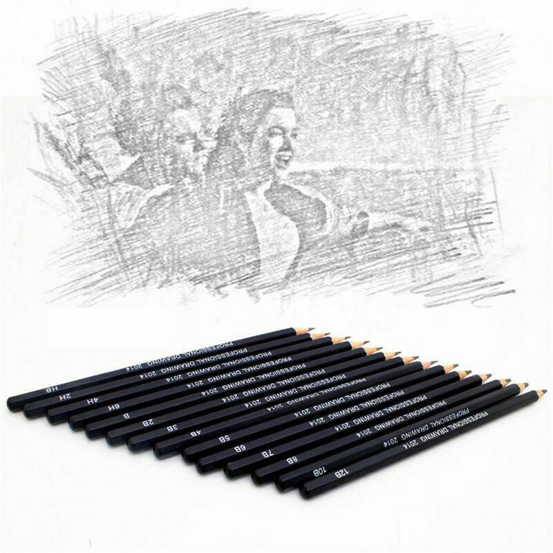 Set Of 14 Sketch Art Drawing Pencil Sketching Oil Base Artist Sketch Soft Yd