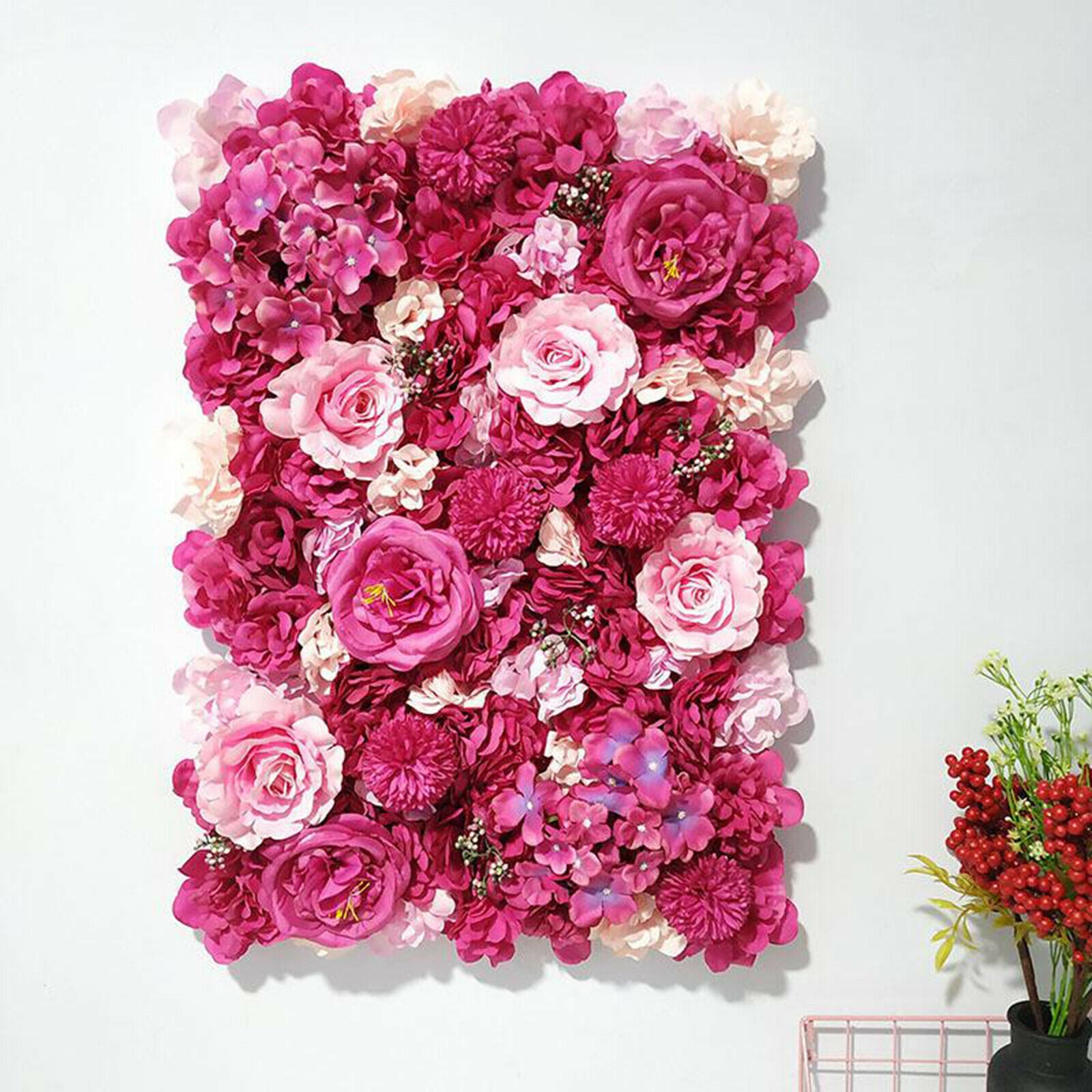 Artificial Silk Flowers Wall Panel Wedding Party Floral Backdrop Rose Decoration
