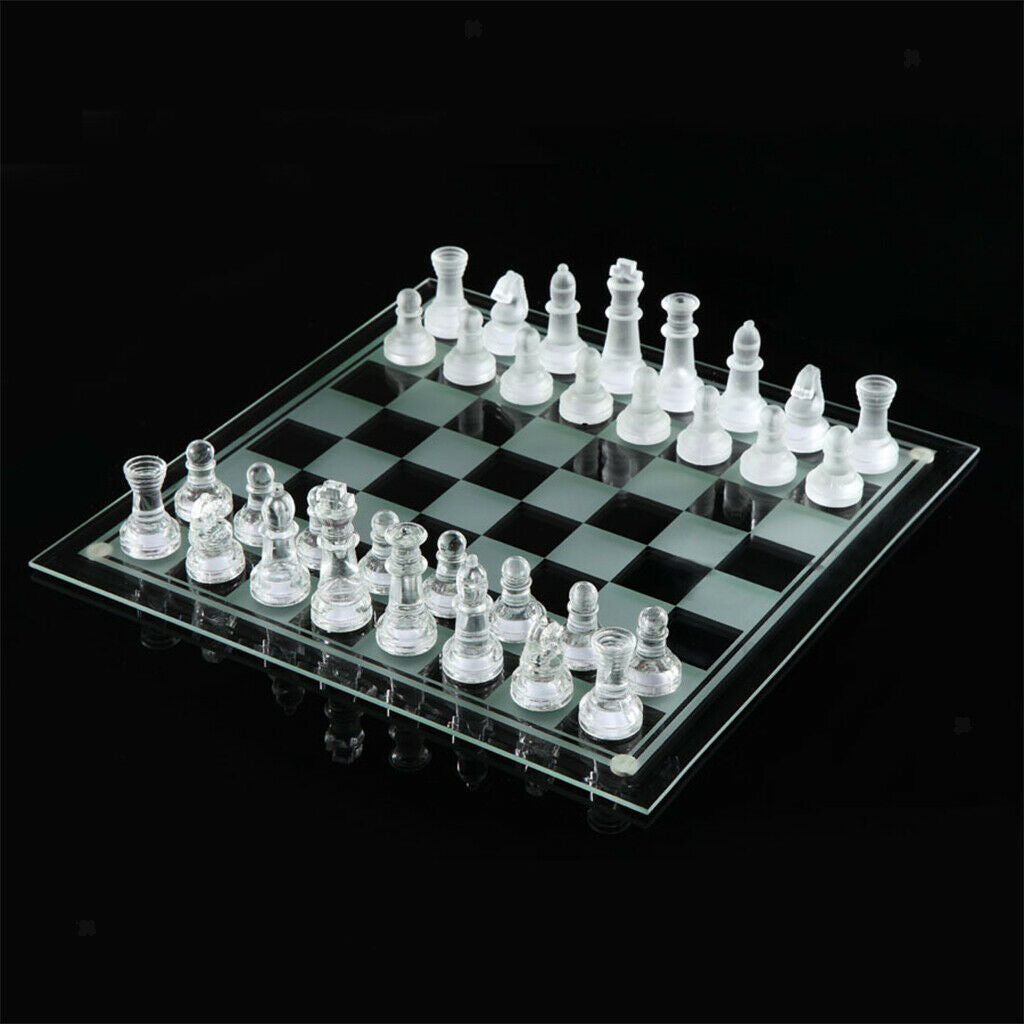 Glass Board Clear Glass Chess Set Handcrafted for Chess Lovers Toys 20x20cm