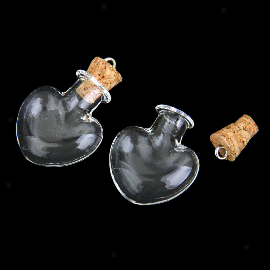 10pcs Glass Cork Bottle Jars Vials Wishing Bottles DIY Pendant -Heart shape