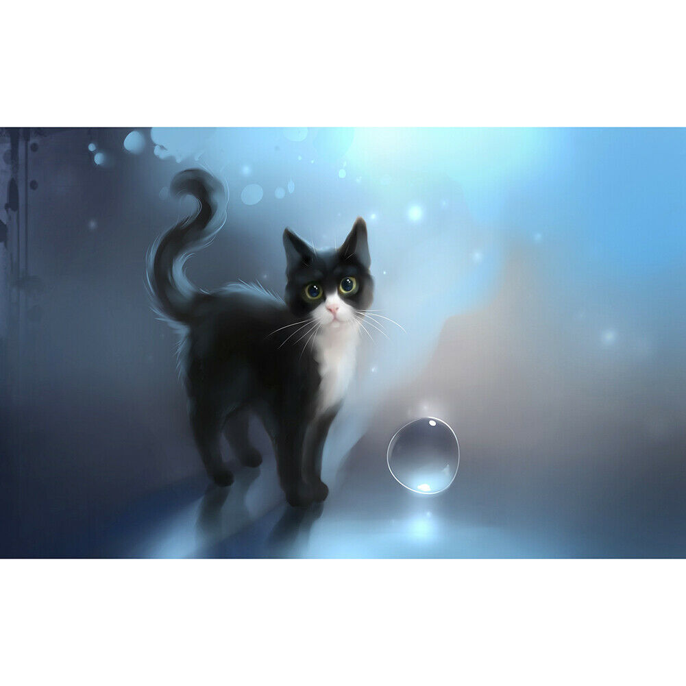 5D DIY Full Drill Diamond Painting Black Cat Cross Stitch Mosaic Craft Kits @