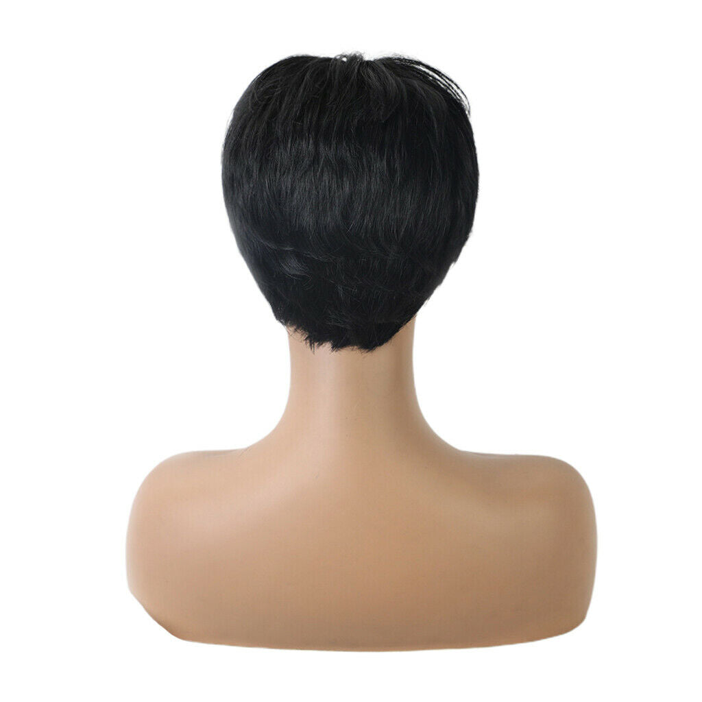 8 Inch Black Short Hair Wigs  Resistant Short Party Full Wig For Women