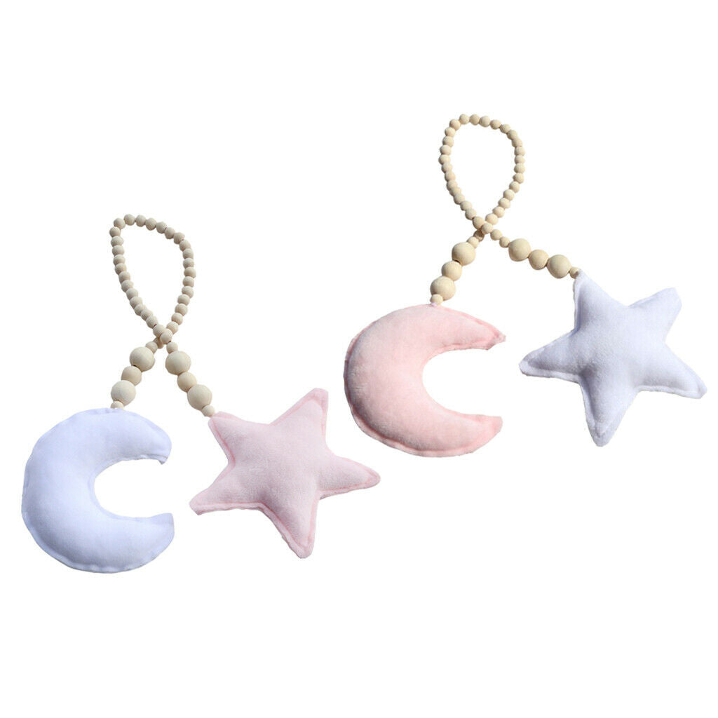 2pcs Curtain Tieback Rope Moon&Star Wall Hanging Handbag Pendant Crafts