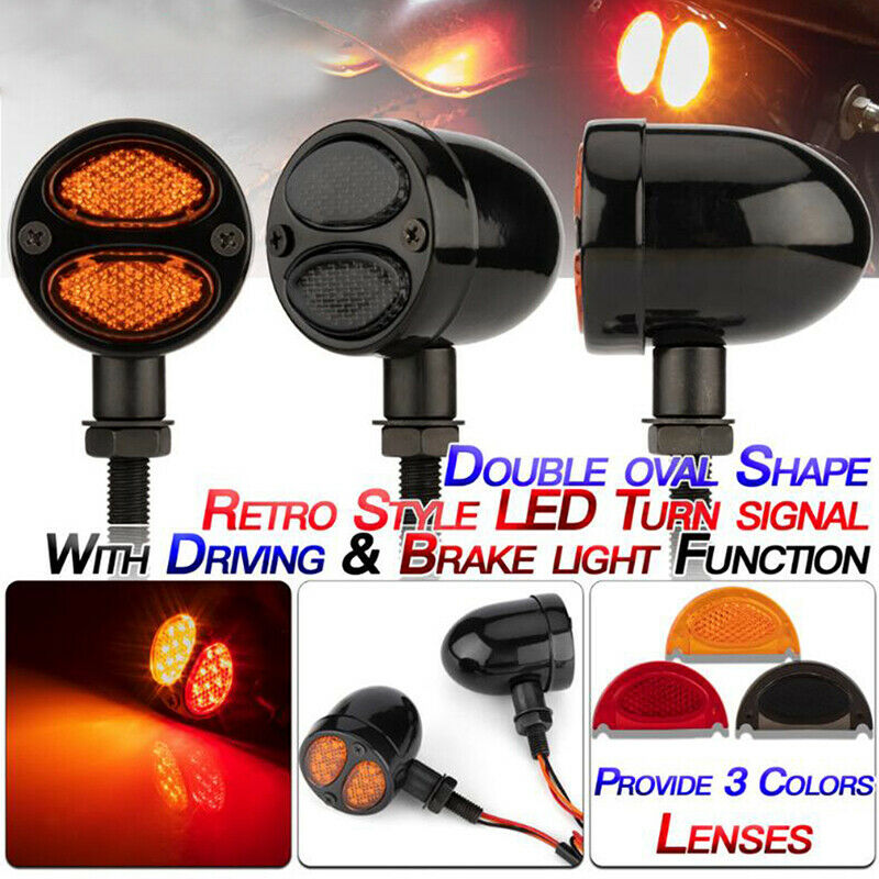 LED Bullet Metal Motorcycle Turn Signal Lights 10mm Amber Lamps M10 For Yamaha