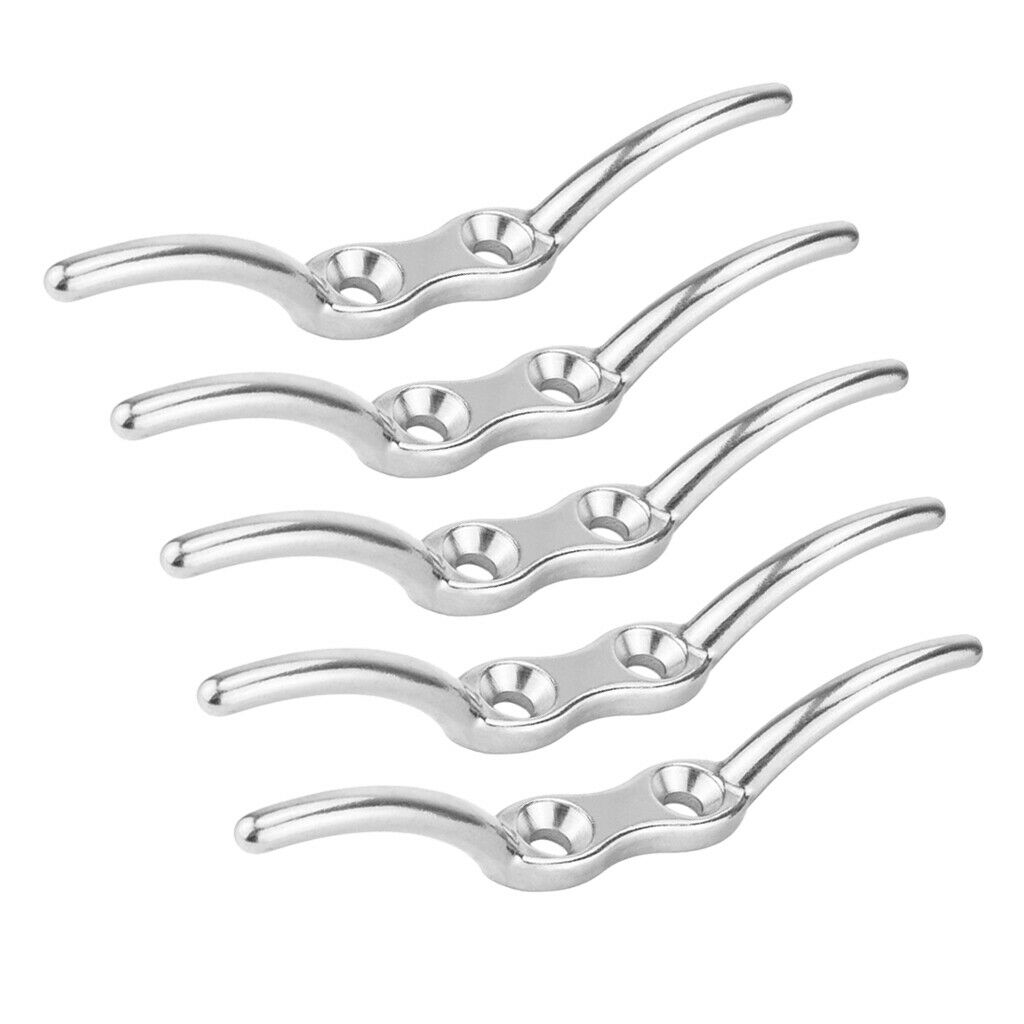 5 pieces Stainless Steel Flag Pole Rope Cleat 110mm Boat Mooring Accessories
