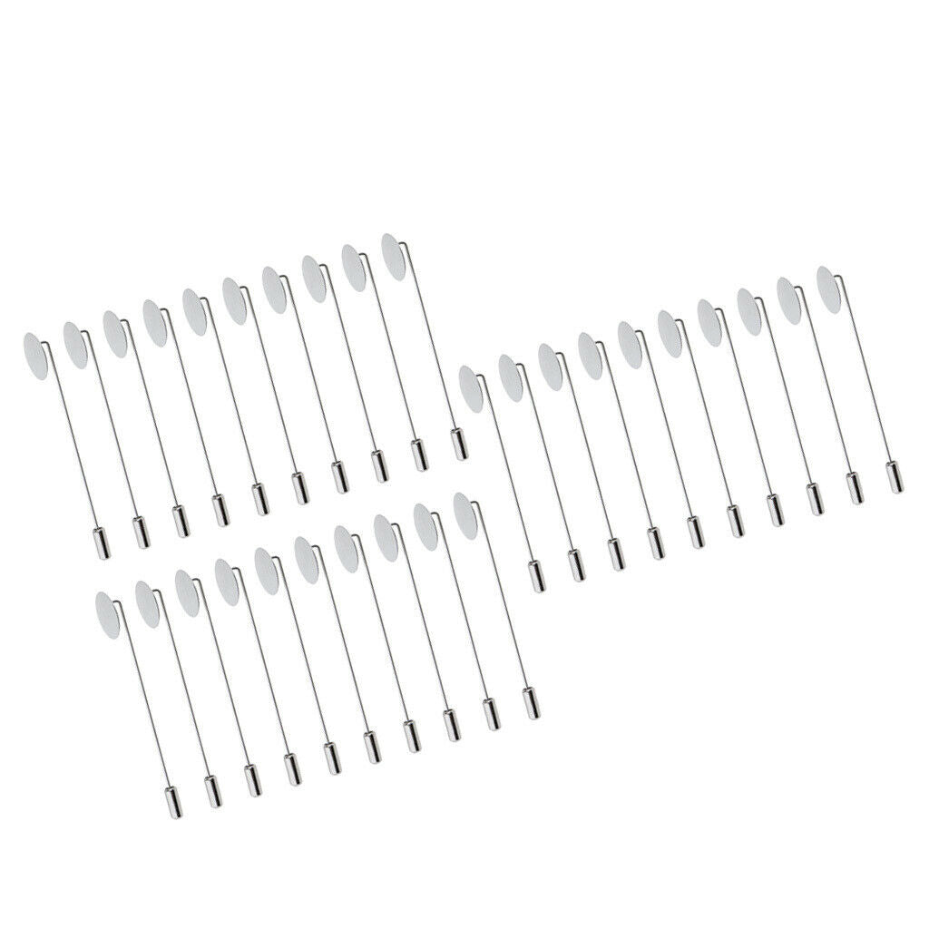 30 pcs Steel Protectors End Hat Lapel Hijab Brooch Pins 1.5cm Blank Tray Pad