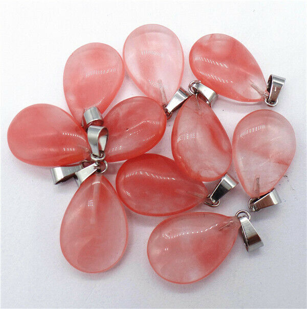 100Pcs 24x16x5mm Wholesale Red Cherry Quartz Teardrop Pendant Bead HH8357