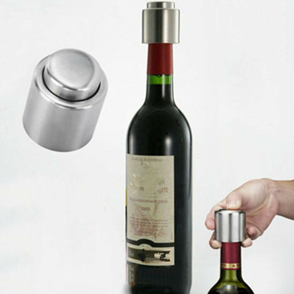 1pc Wine Bottle Stopper Plug Bottle Cap Pump Sealer Handy Stainless Steel Vacuum