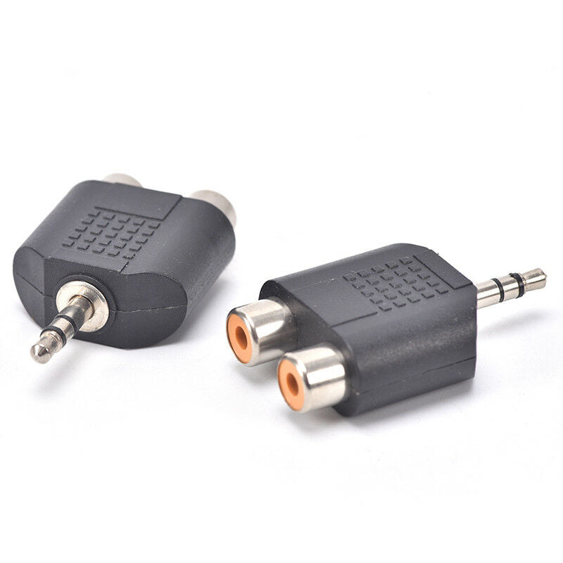 2x 3.5mm Male to 2 RCA Female Y Splitter AV Audio Video Plug Converter Ada.l8