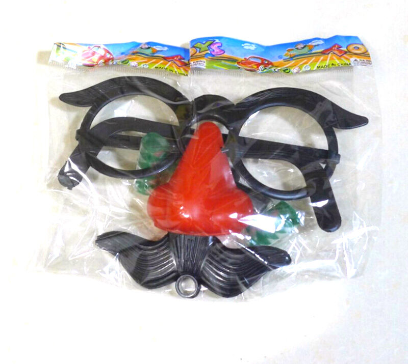 Clown Glasses Costume Ball RoundBDrame Red Nose Whistle Mustac.l8