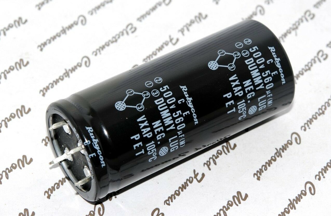 1pcs - RUBYCON 560uF 500V DUMMY LUG PET NEG 4-Pin Snap-In Electrolytic Capacitor
