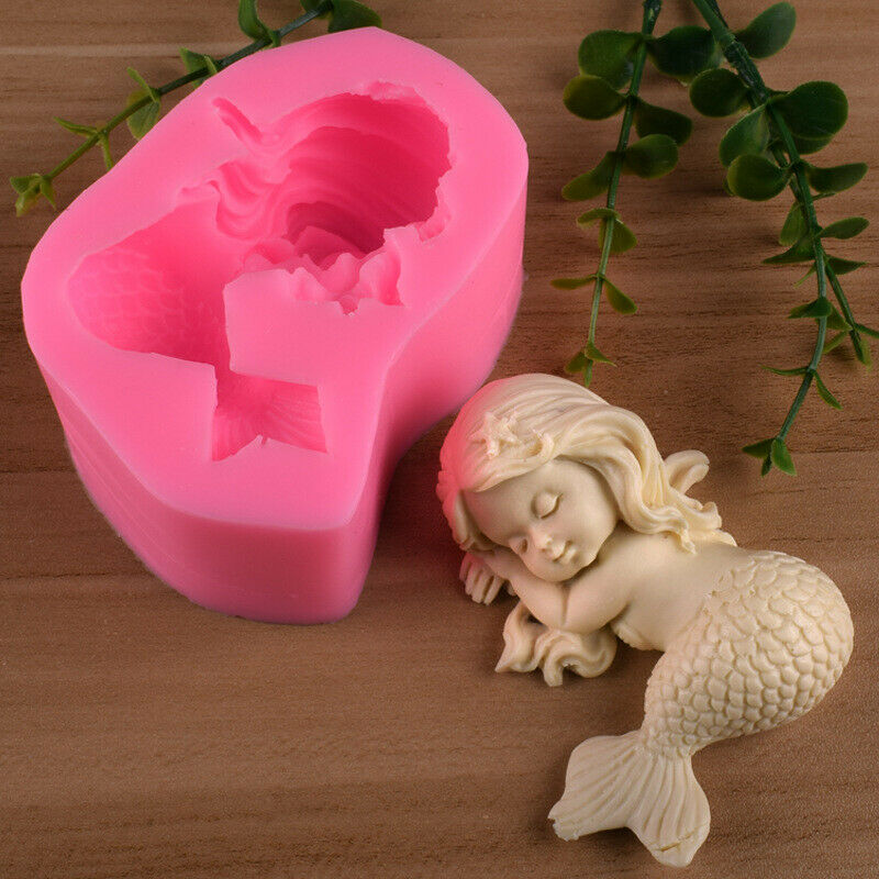 Sleeping Mermaid Silicone Mold Cake Decor DIY Craft Soap Tools Christmas GifBDD