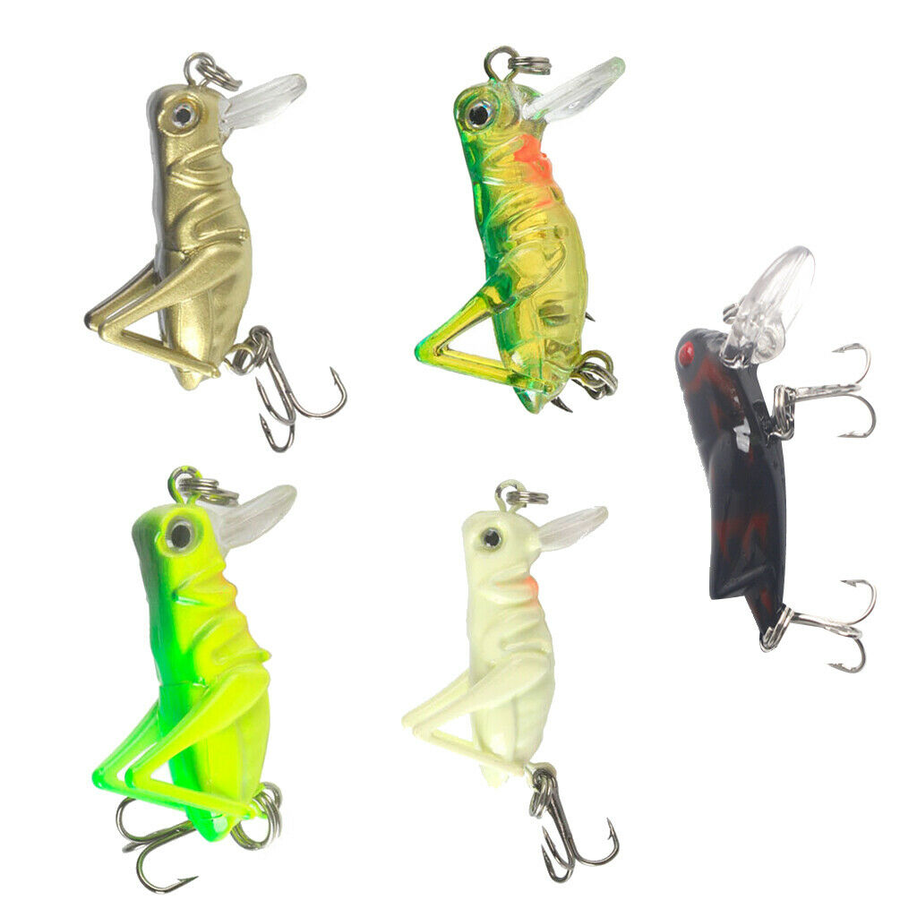 5pcs Simulation Grasshopper Fishing Lure 4cm Hard Baits Insects Locust Lures