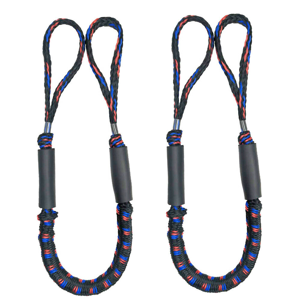 2pcs Bungee Dock Line Marine Rope Stretches to 5.5ft for Boat Kayaks Black 1
