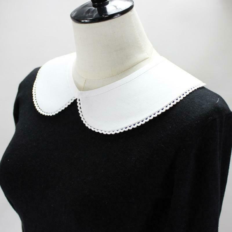 Retro White Lapel Faux Lapel Collar Lace Trim Detachable Blouse Necklace Choker
