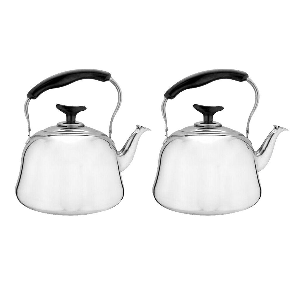 2x Stainless Steel Tea Whistling Kettle Teakettle w/ Whistle Sound Gas 3L