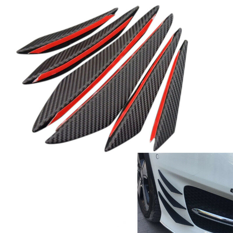 6Pcs Carbon Fiber Style Car Front Bumper Lip Splitter Body Spoiler Canards DD
