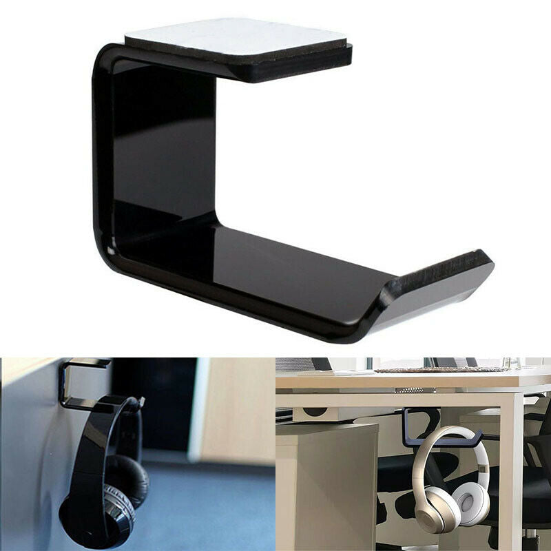 1pcs Headset Holder Hook Under Desk Wall Mounted Acrylic Hanger Self-adhesive