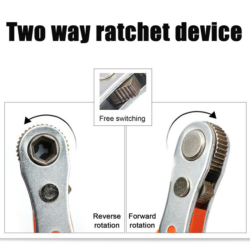 1pc Mini portable Screwdriver Ratchet Handle Adjustable 1/4 inch Hex Drive Bits