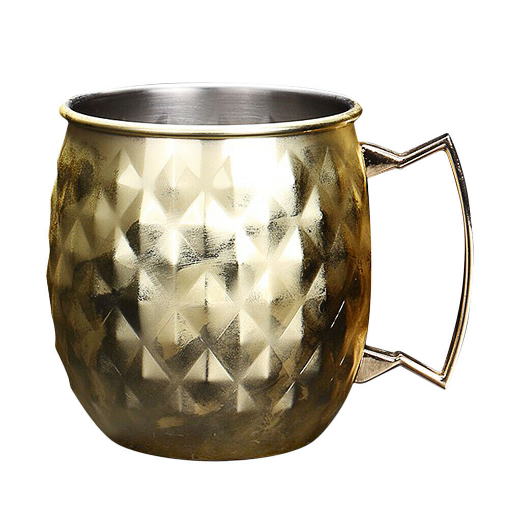 Set of 2, Moscow Cup Copper Stainless Steel Mug 550ML/18.6OZ Barware Golden
