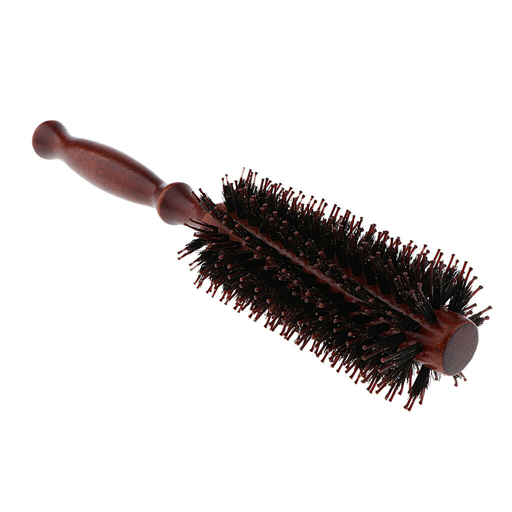 2x Unisex Wooden Hairbrush Rolled Comb Hair Styling Brush Hair Curling Brush
