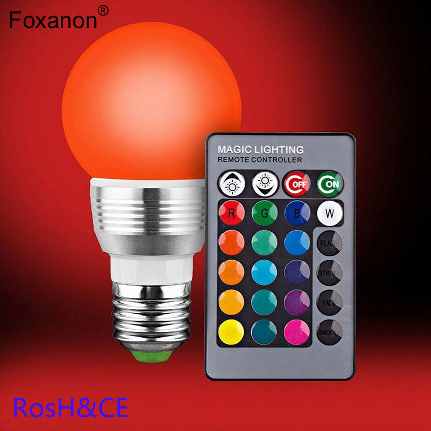 E27 RGB LED Light Bulb 5W Color Changing Energy Saving Lamp + Remote Control