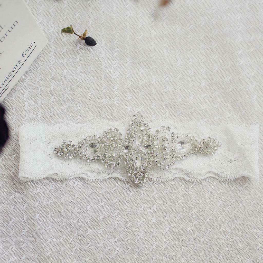 Rhinestone Women Bridal Wedding Garter Lace Dress Accessory 40x5.5cm Fashion
