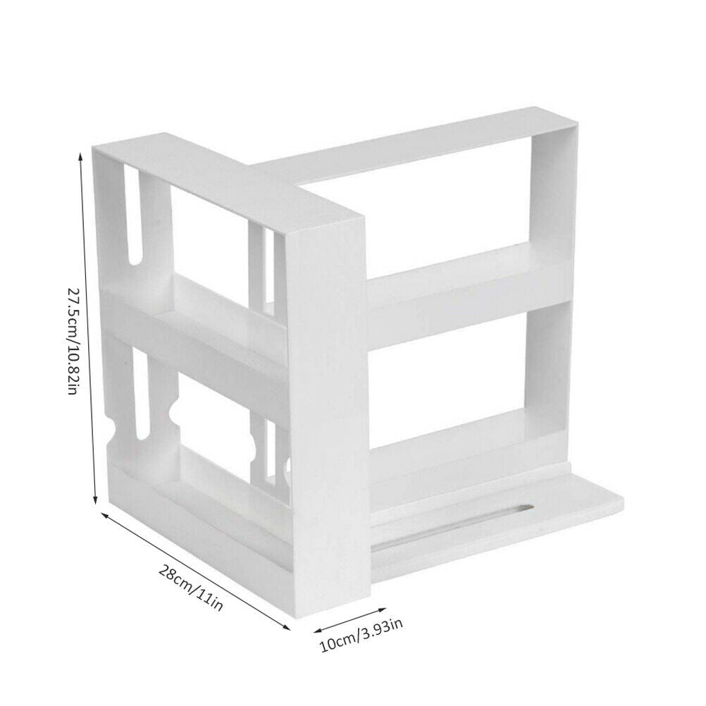 2 Tier White Spice Rack Pull Out Kitchen Storage Rack Seasoning Jars Organizer