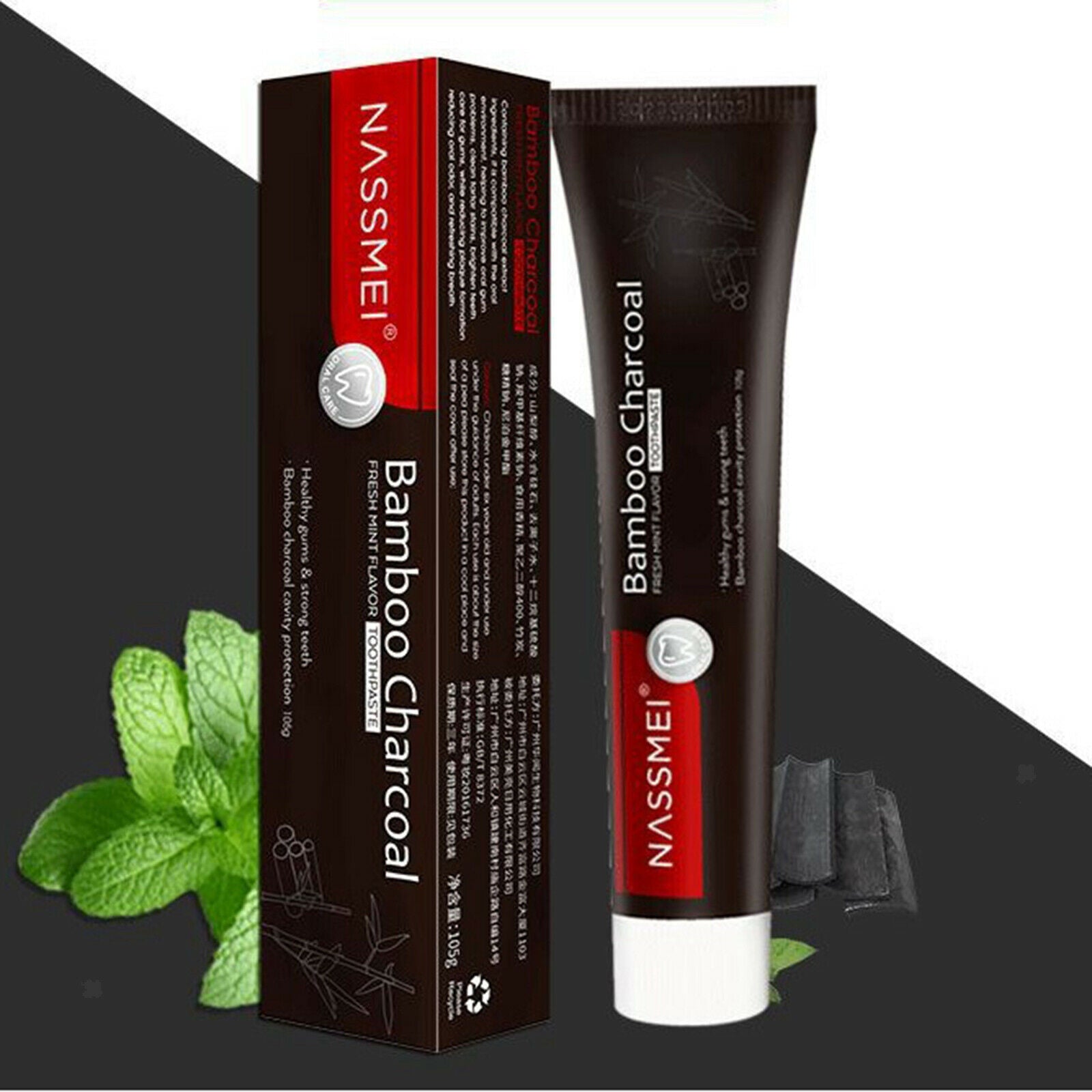 Bamboo Activated Charcoal Teeth Whitening Toothpaste Polishes Teeth Whitener