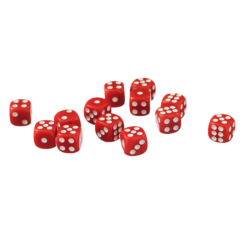50 Pieces 12mm 6-sided Polyhedral Dices for Table Casino Card Games Supplies