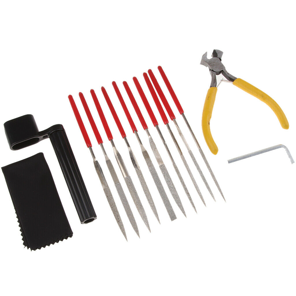 Guitar Nut Saddle Slot Fret File Grinding with String Cutting Pliers Set