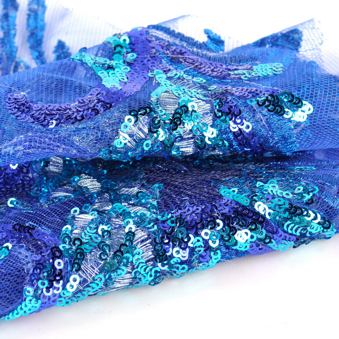 Blue Sequin Patch Embroidery Applique Badge for Dress Clothes Sewing Craft An
