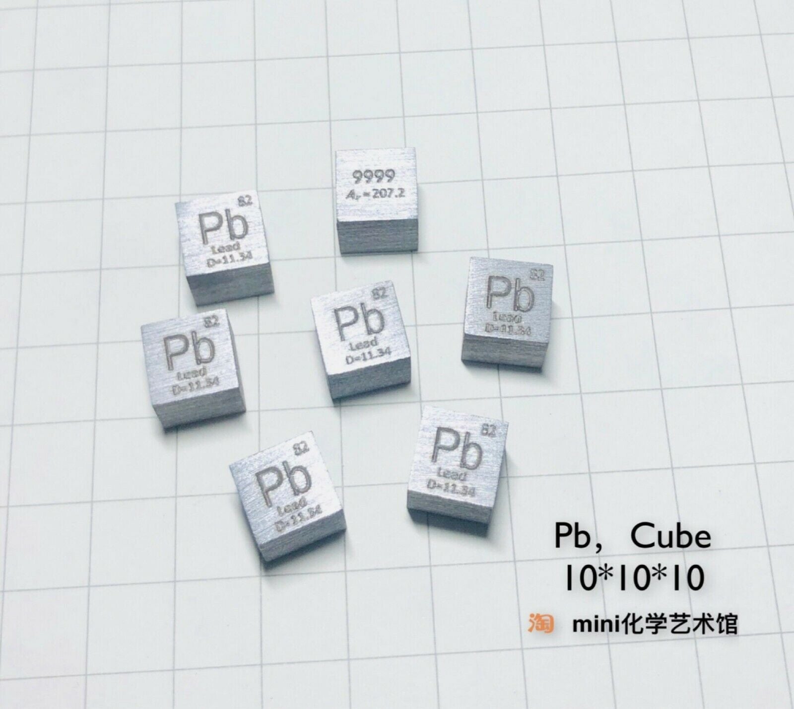 Lead Metal 10mm Density Cube 99.95% Pure for Element Collection