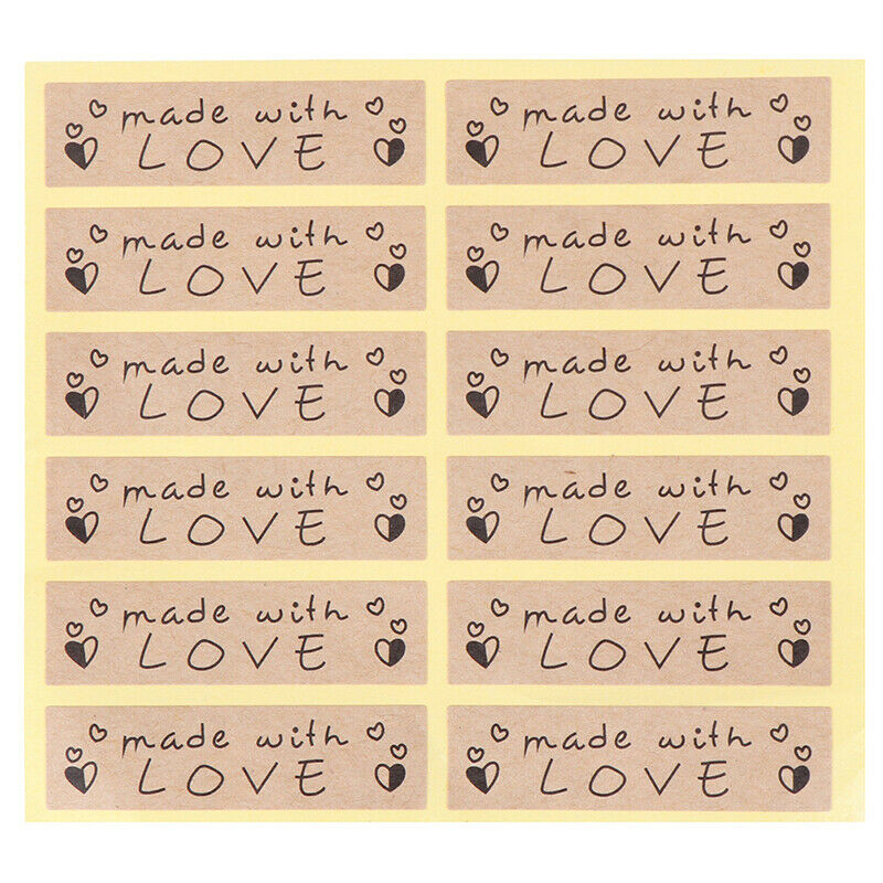60pcs Hand made with love Seal Stickers for DIY Gift Cookie Packaging Lab.l8