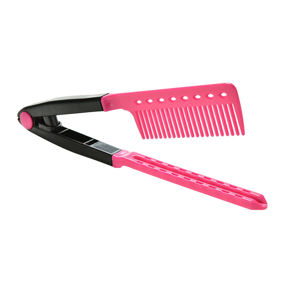 Folding V Comb Hair Straightener Hairdressing Salon Straightening Brush Usefu Tt