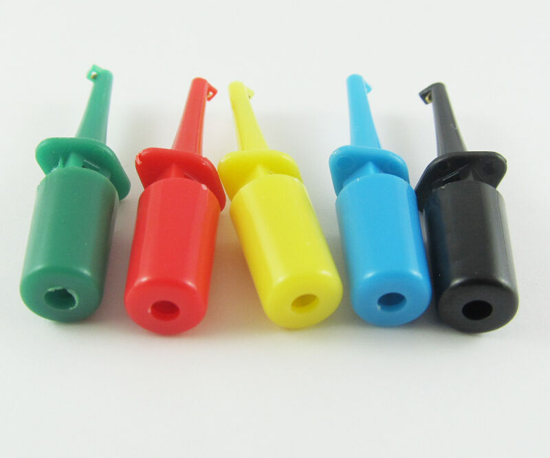 10sets 5 Colors 43mm Single Hook Clip Round Grabbers SMD Test Hook Clip Probes