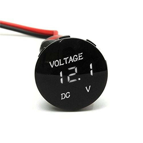 Waterproof Mini Round 12V-24V Car Boat White LED Digital Display Voltmeter Meter