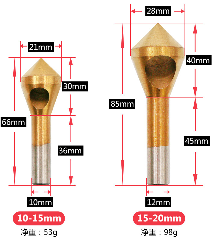 4pc Chamfer Countersink Deburring Drill Bit Set Crosshole Cutting Metal Tool Kit