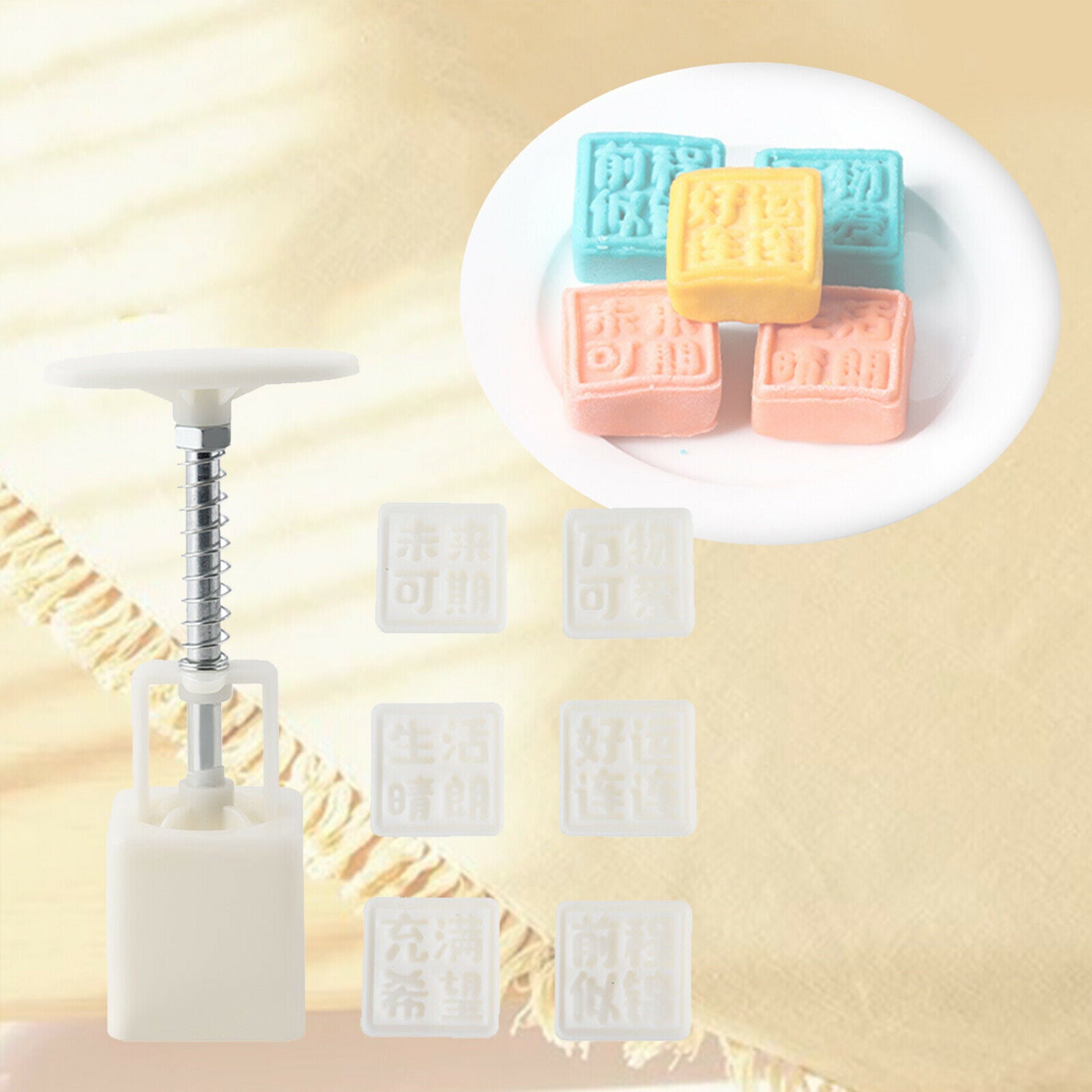Hand-Pressure Moon Cake Mould Mid-Autumn Festival White for Baking Cookies