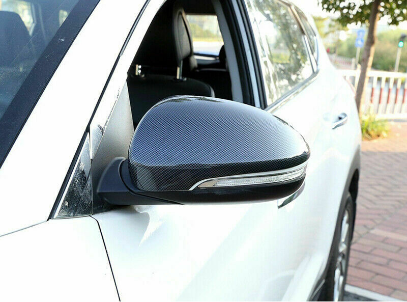 Carbon Fiber Black Side Door Mirror Cover Trim 2pcs For Hyundai Tucson 2016-2020