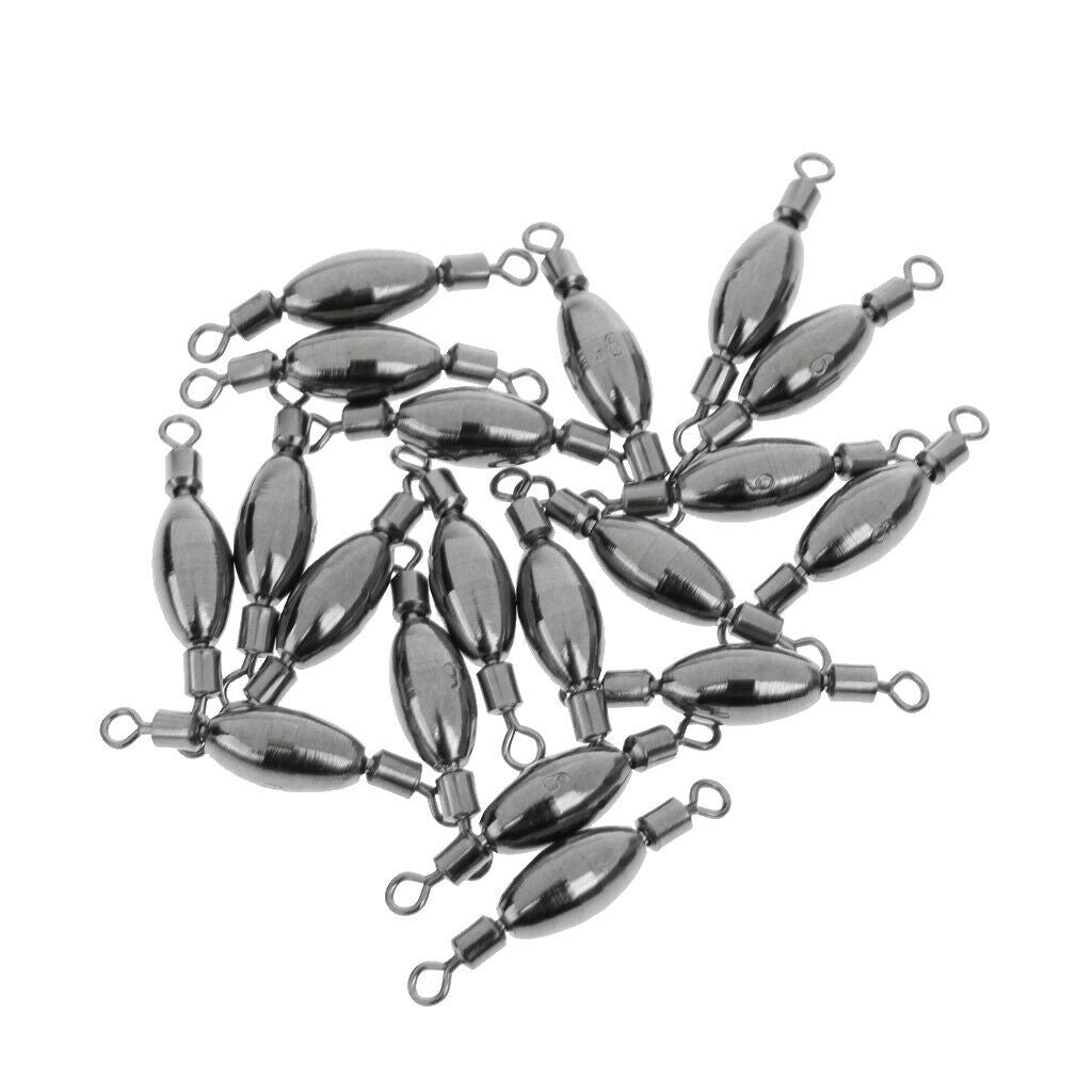 20pcs Quick Sinker Fishing Rolling Barrel Swivels Tackle Accessories 0.8