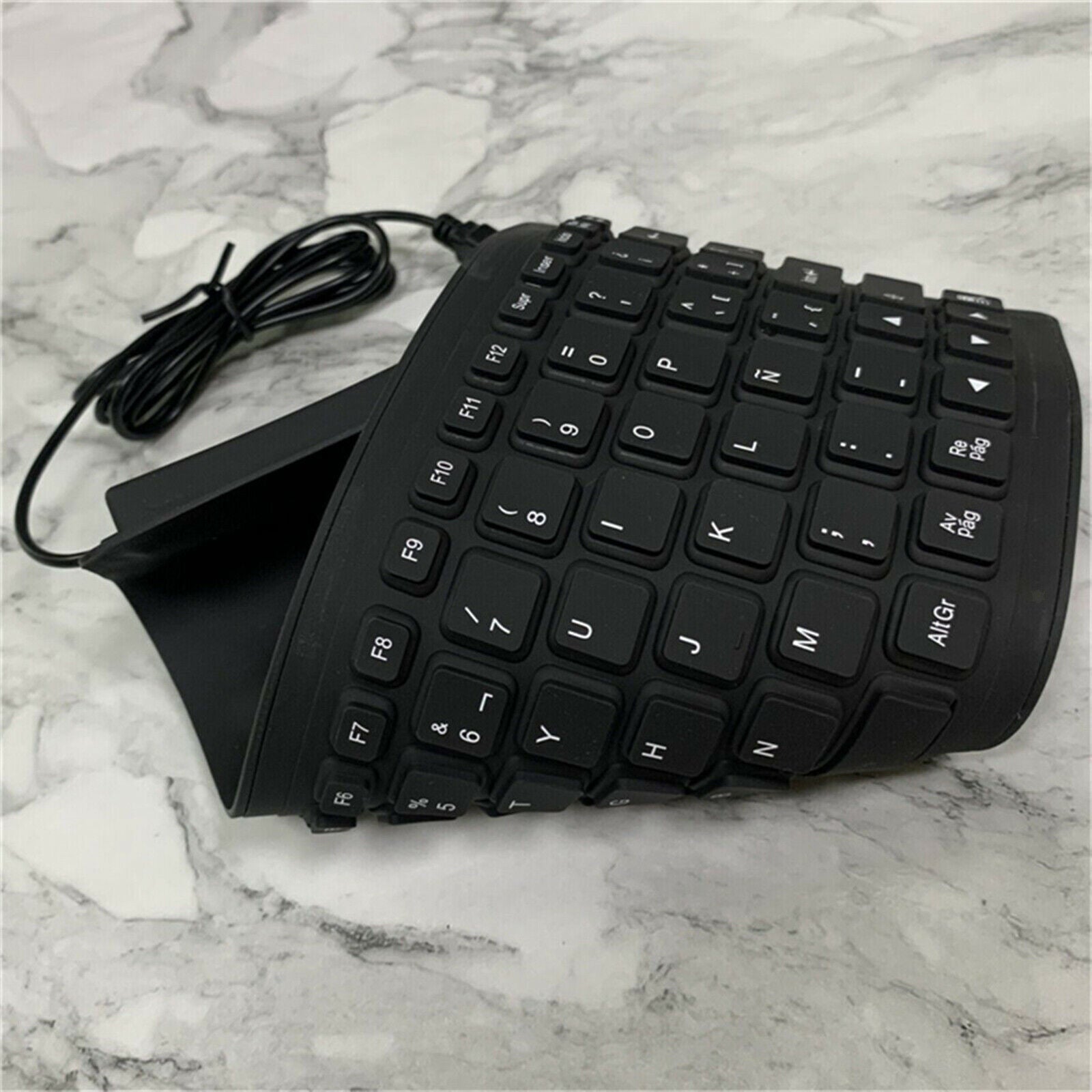 Foldable 84 Key Spanish Silicone Keyboard Waterproof for Desktop Computer