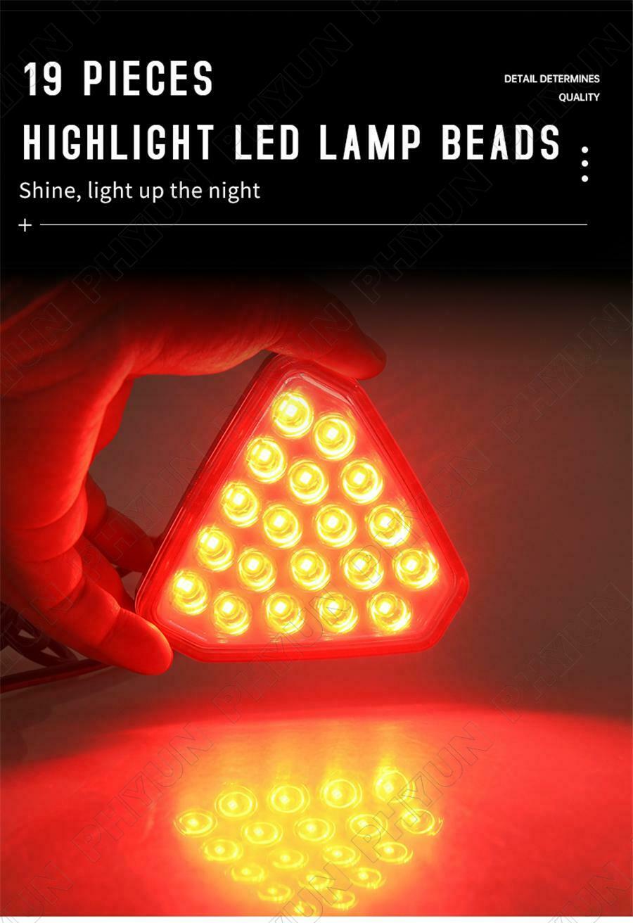 Red Triangle 12 LED Rear Stop Tail Lamp 3rd Brake Strobe Flicker Light Universal